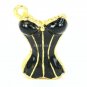 Victorian Sexy Cross back Black Gold Corset charm
