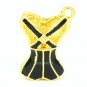 Victorian Sexy Cross back Black Gold Corset charm