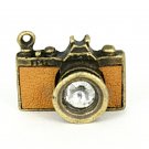 Lomo Camera Charm with Leather Side and RhineStone Lens
