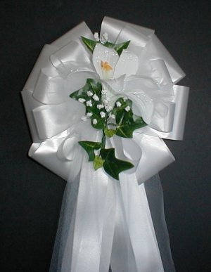 WHITE LILY Pew Bows - Wedding Decorations