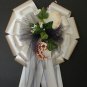 SEASHELLS (Beach) Ivory Navy Blue Tulle Pew Bows - Wedding Decoration