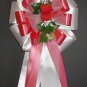 WHITE/RED Rose Pew Bows - Wedding Decorations