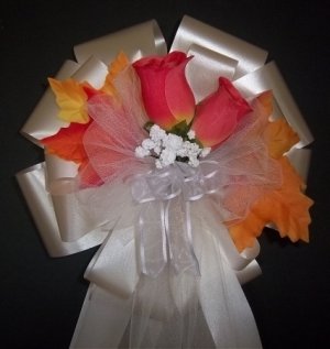 ORANGE Rose/ Fall Autumn Pew Bows - Wedding