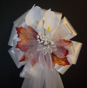 WHITE CALLA LILY/Fall Autumn Pew Bows - Wedding Decoration