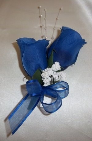 ROYAL BLUE Rose Buds Corsage - Wedding - Prom - Anniversary