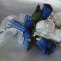 White/Royal Blue Rose Flower Girl/Toss Bouquet