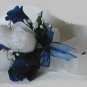 White/Royal Blue Rose Flower Girl/Toss Bouquet