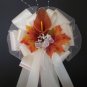 BROWN RUST NYLON Calla Lily IVORY/Fall Autumn Pew Bows