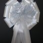 6 WHITE/Christmas Silver Leafs/Leaves Pew Bows - Wedding Decorations