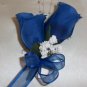 Wedding Package 14 items White & Royal Blue Rose Buds Bouquet's/Boutonniere's/Corsages - Wedding -