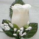 IVORY Silk Rose Boutonniere/Boutineers - Wedding -