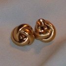 Vintage Monet Earrings Gold Tone Knot Clips