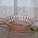 Windsor Pattern Depression Glass Handled Serving Bowl - Pink