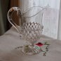 Diamond Point Footed Creamer with Applied Handle - Antique Pressed Glass