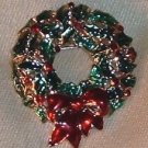 Vintage Monet Christmas Wreath Pin, Brooch
