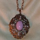 Vintage Avon Pendant in Pink and Pearl, Book Piece