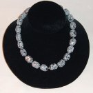 Snowflake Obisdian Bead Strand Necklace - Faceted Stones