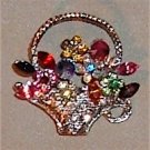 Vintage Rhinestone Brooch Basket Bouquet for Spring
