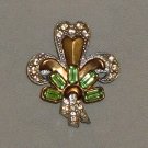 Vintage Brooch - Pot Metal with Paste and Glass Stones, Goldwash