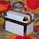 SOLD~ Vintage Delill Train Case Handbag with White Embossed Basket Pattern