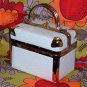 SOLD~ Vintage Delill Train Case Handbag with White Embossed Basket Pattern