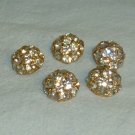 Vintage Rhinestone Buttons - 5 pcs 1/2" size