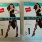 Two Pairs Hanes Silky Sheer Lace Black Thigh Highs Size S Small