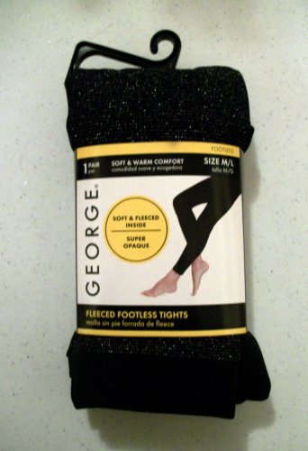 One Pair Shimmering Black Footless Fleeced Tights Size M/L