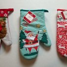 Three Christmas Holiday Oven Mitts Various Designs