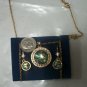 Avon Adjustable Gold Tone Abalone Pendant Necklace & Earring Set