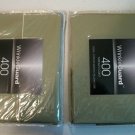Two 400 Thread Count Wrinkle Guard Cotton Sateen Pillow Cases Sage Color