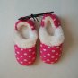 Pink & White Hearts Toddler Girls Fur Trim Slippers Size 7-8
