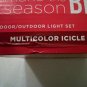Two Boxes Holiday Christmas Multicolor Icicle Lights White Wire 200 Per Box