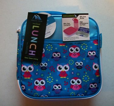 Childrens Owl Theme Lunch Bag With Bottle, Food Container & Ice Pack