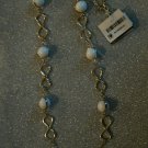 Liz Claiborne Gold Tone and White Long Strand Necklace