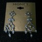 Chandelier Style Silver Rhinestone Earrings By Monet