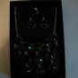 Gift Box Set Synthetic Black/Silver Drop Earrings Necklace Set