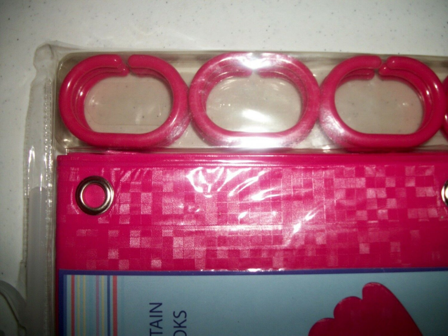 Dark Pink Vinyl Shower Curtain With Hooks 70 x 72 Inches