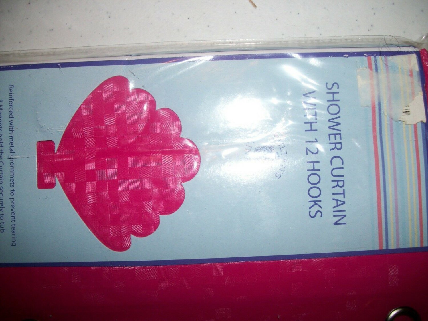 Dark Pink Vinyl Shower Curtain With Hooks 70 x 72 Inches