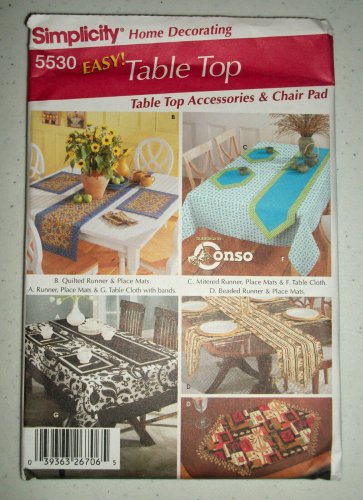Table Top Accessories & Chair Pad Sewing Pattern By Simplicity