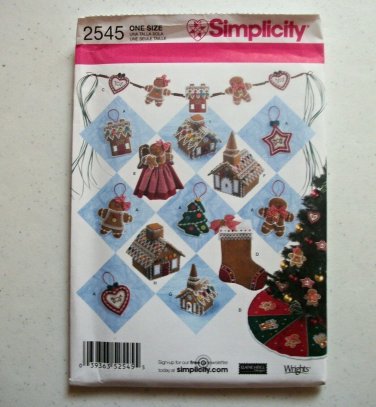 Simplicity Christmas Holiday Craft Pattern #2545 Gingerbread Themes & More
