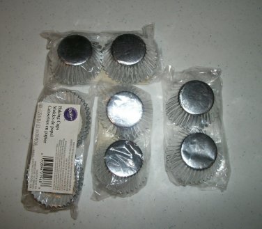 Four Sets Silver Mini Cupcake Liners By Wilton