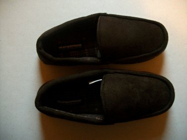 Mens Brown Medium Size Memory Foam Slippers By Weatherproof