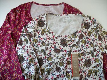 Two Long Sleeve Colorful Patterned Tops By Faded Glory Size Small