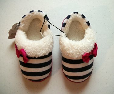 Multicolor Bow Tie & Stripes Little Girls Slippers Size 7-8