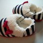 Multicolor Bow Tie & Stripes Little Girls Slippers Size 7-8