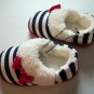 Multicolor Bow Tie & Stripes Little Girls Slippers Size 7-8