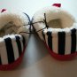 Multicolor Bow Tie & Stripes Little Girls Slippers Size 7-8