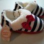 Multicolor Bow Tie & Stripes Little Girls Slippers Size 7-8