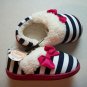 Multicolor Bow Tie & Stripes Little Girls Slippers Size 7-8
